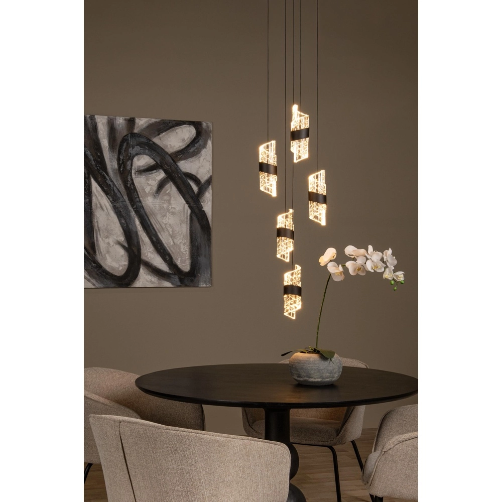 Design pendant lamp Kligande 5-light black round Lucide 5411212134639