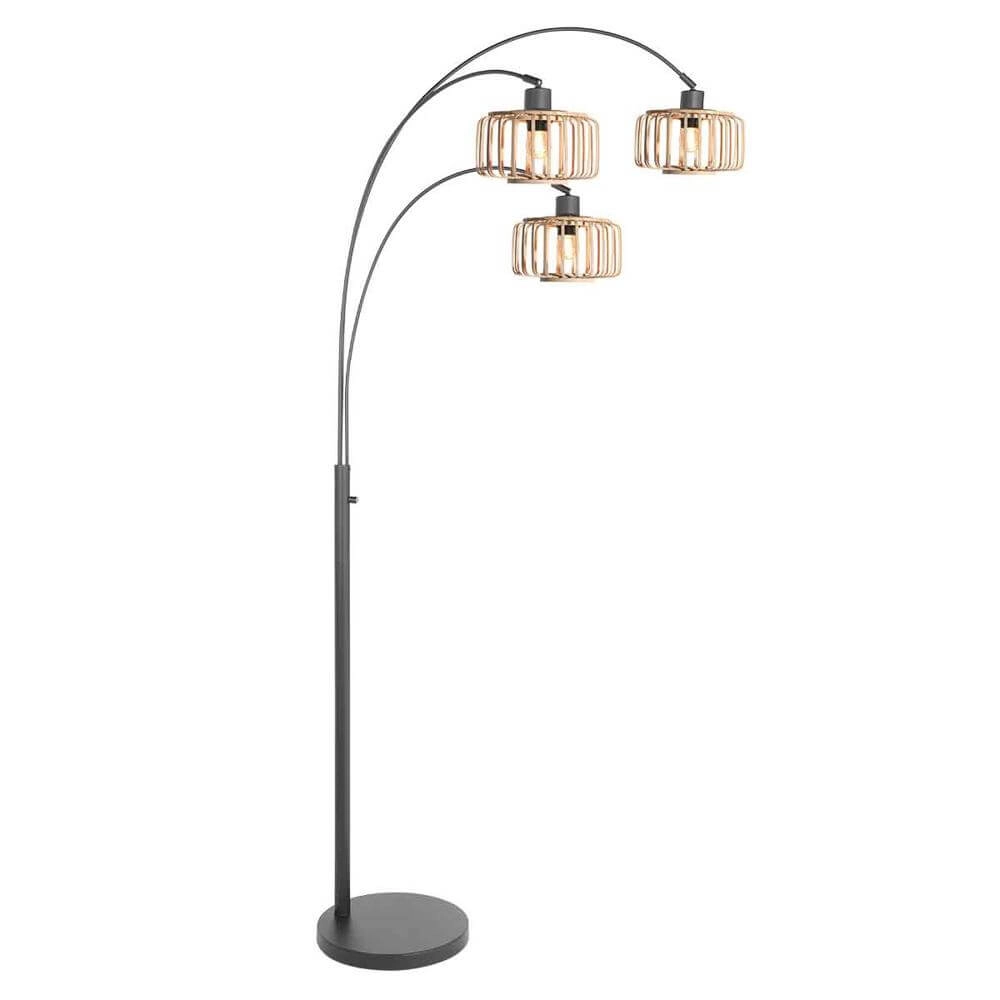 Bamboo floor lamp Sparkled Light with black