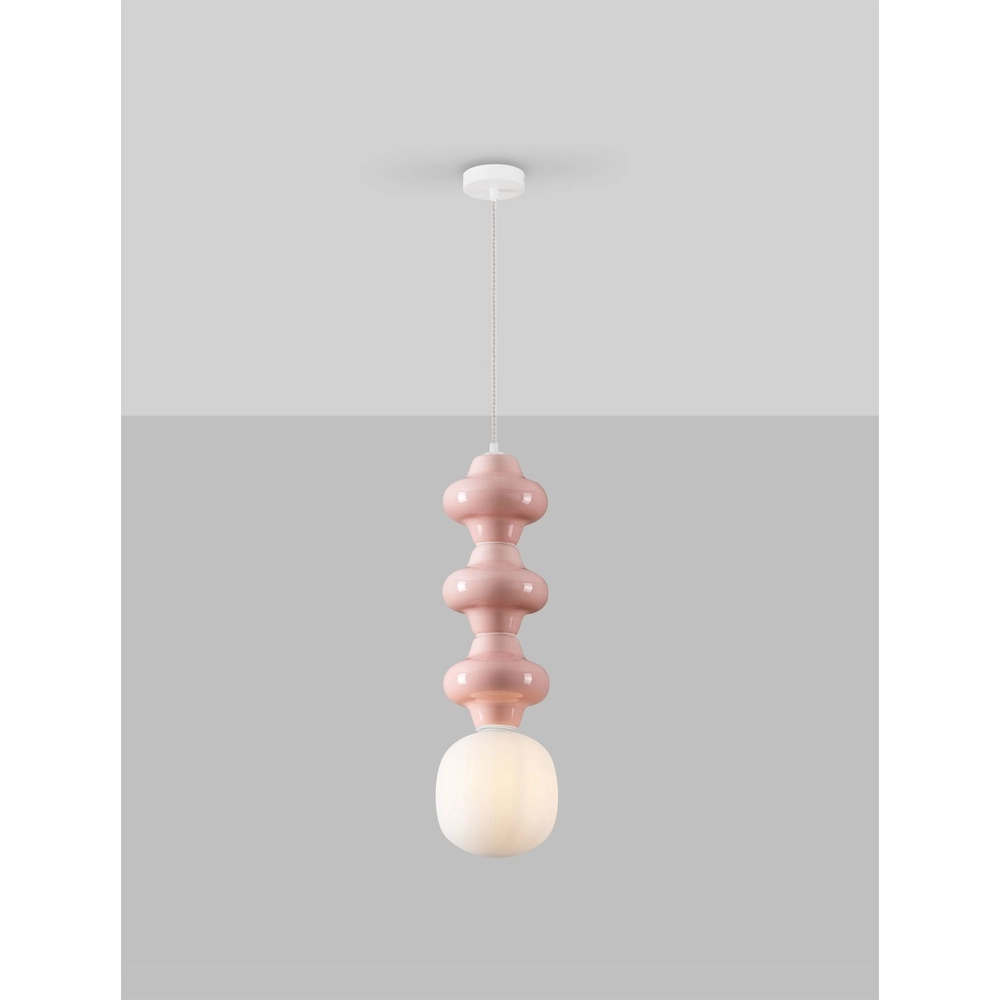 Pendant lamp Clio L pink ceramic with white glass Lyora 5212017461339
