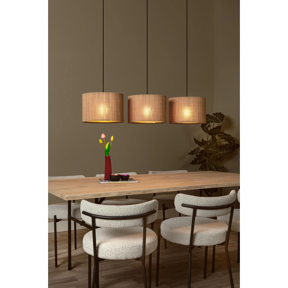 Pendant lamp Magius 3-light rattan Lucide 5411212031693