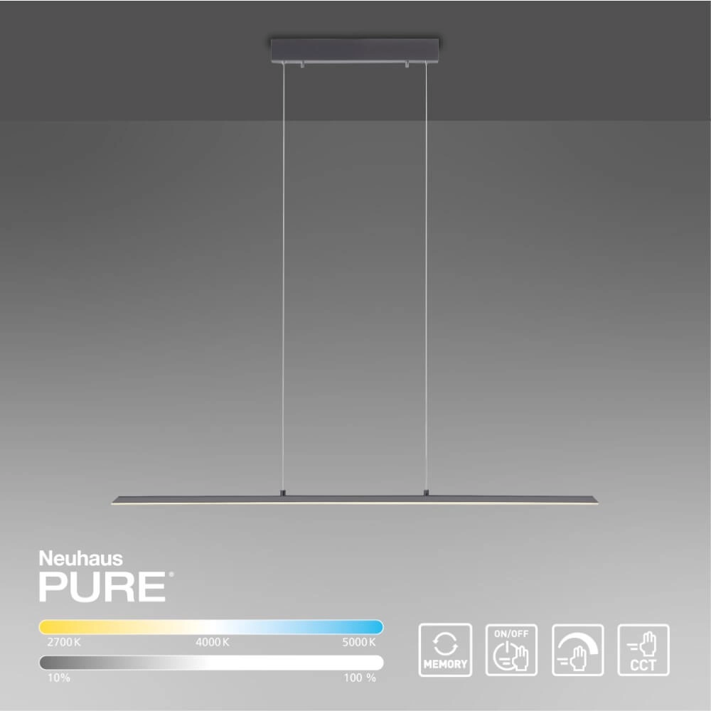 Design hanging lamp Pure Lite 100cm anthracite Paul Neuhaus 4012248344873