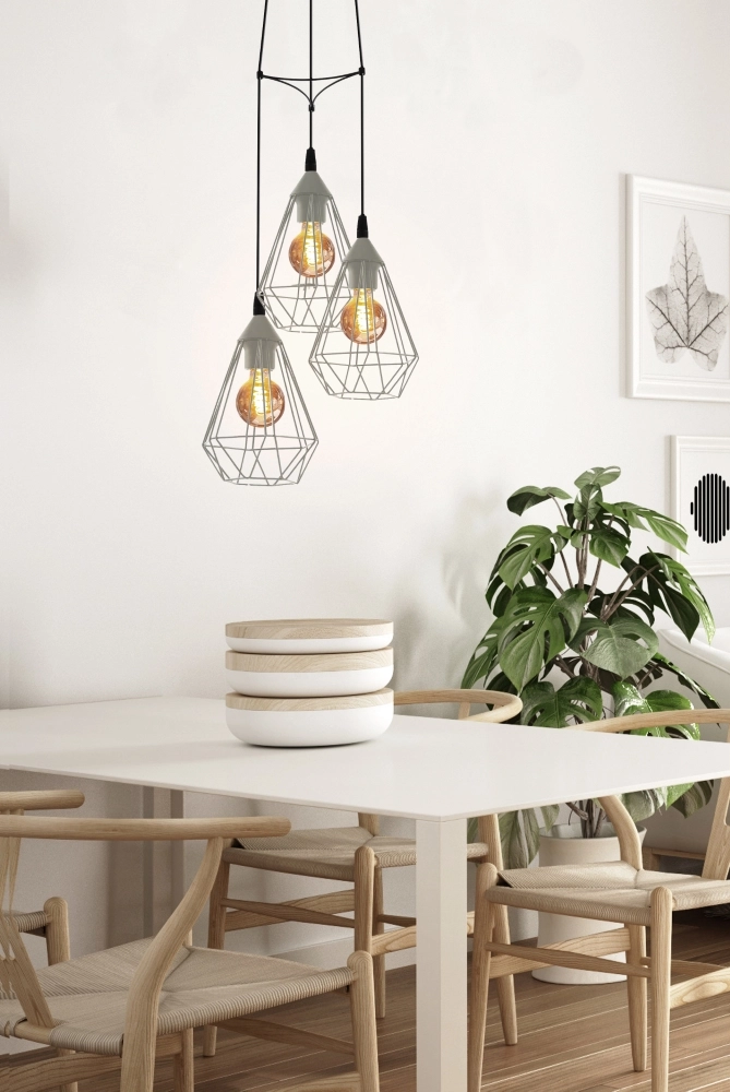 Grey pendant lamp Tarbes 3-light Eglo 9002759430238