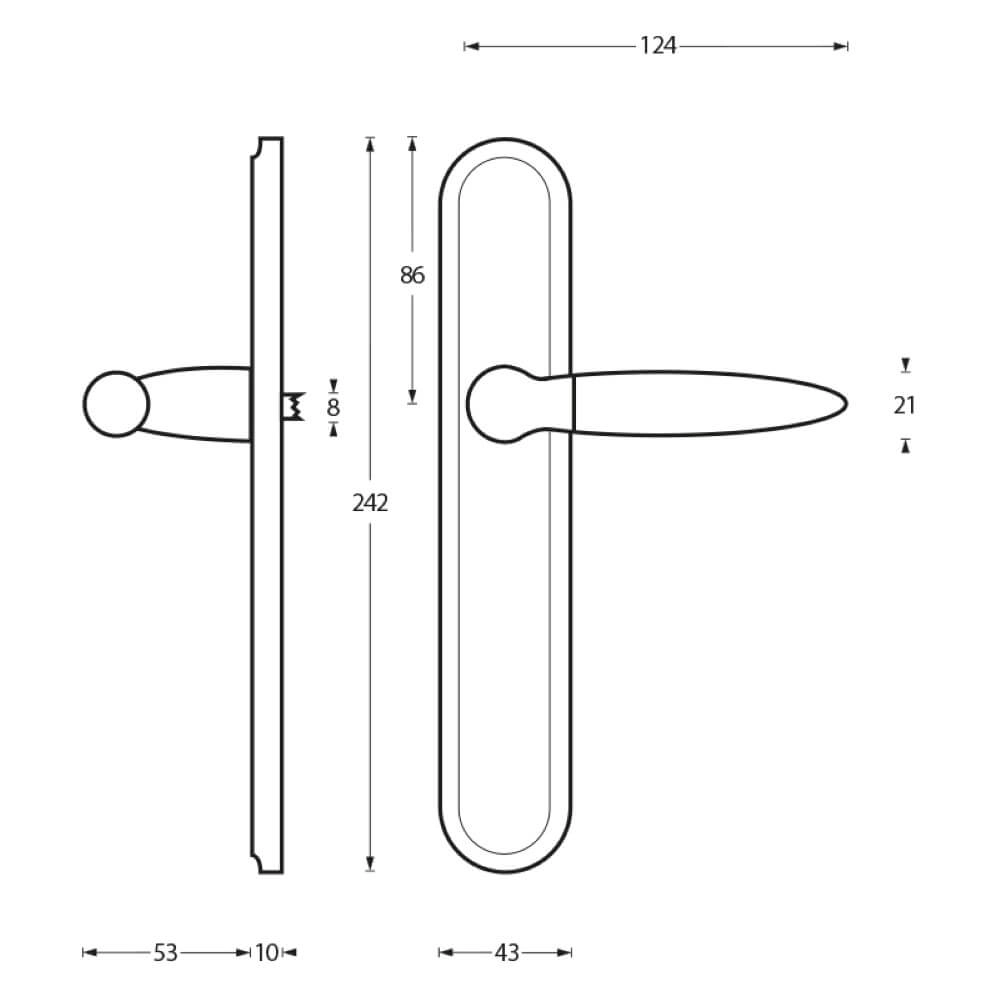 Rural door handle Elen chrome on shield Intersteel 8714186149010