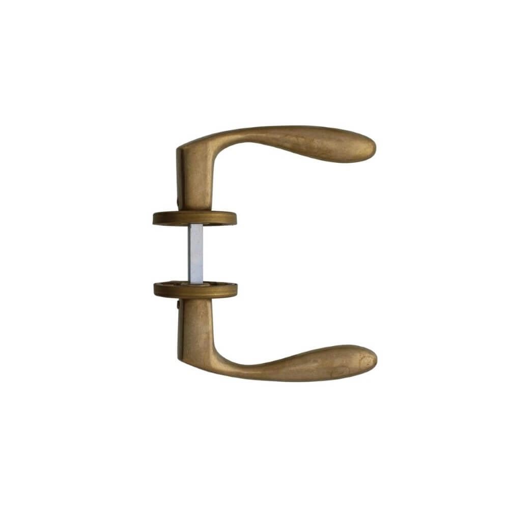 Door handle Banaan on rosette brass tumbled Intersteel 8714186485729