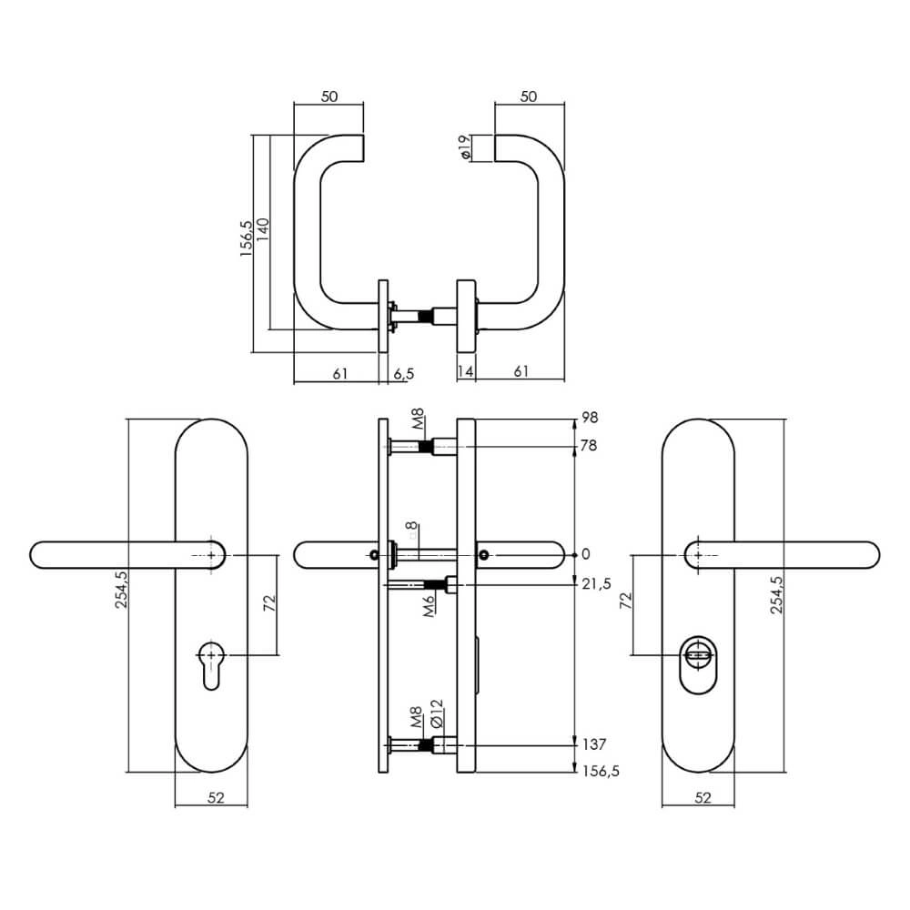 Backdoor hardware Aurano PC 72mm stainless steel Intersteel 8714186540213