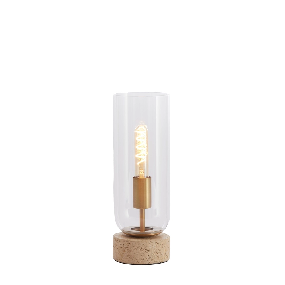 Glass table lamp Rylano 35cm - with travertine Light & Living 8717807730673