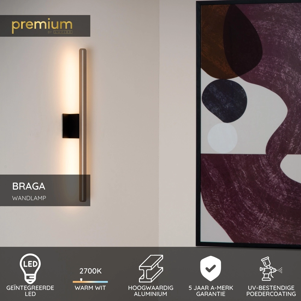 62cm champagne led wall lamp Braga Premium by Lucide 5411212234353