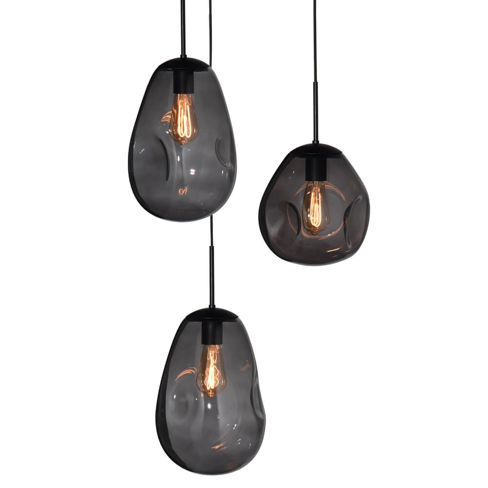 Pendant hanging lamp Lava 3x smoke glass Masterlight 8718121286457