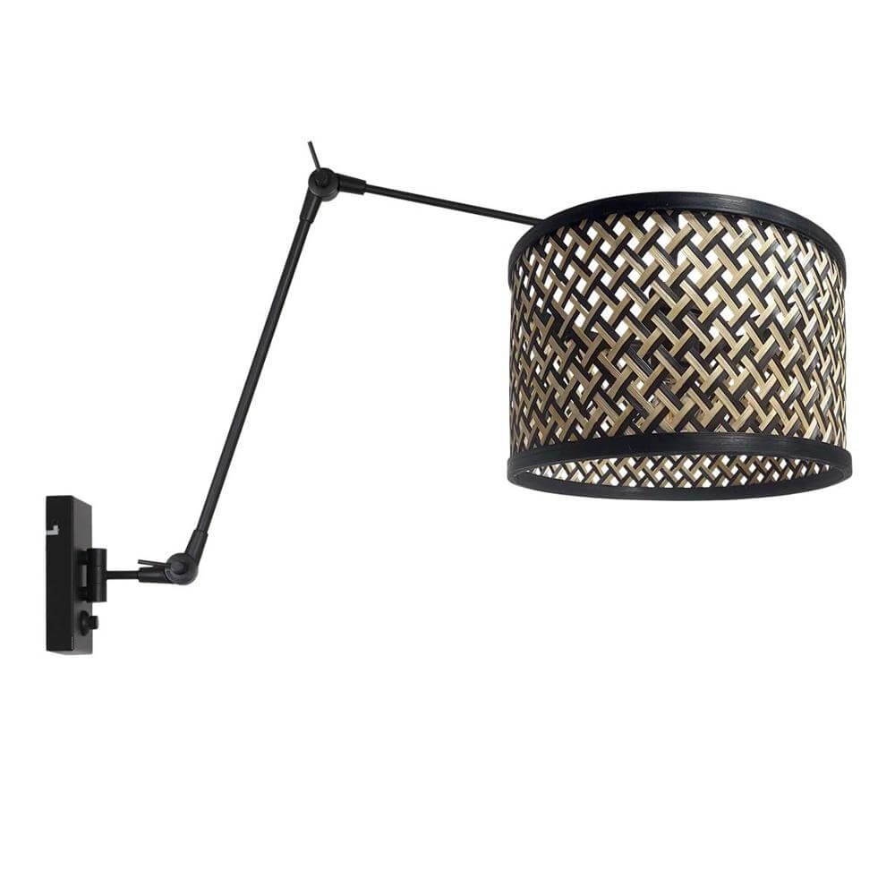 Wall lamp Prestige Chic black with bamboo shade