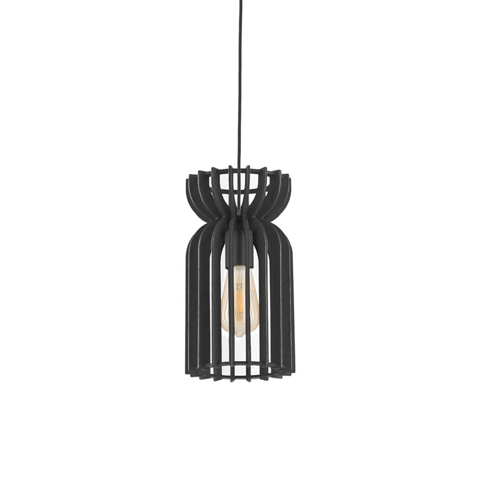 Wooden hanging lamp Kymi Ø 16cm - black
