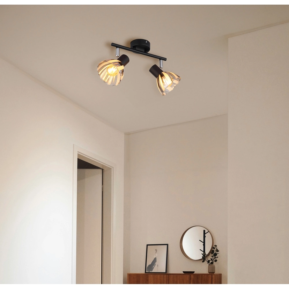 Ceiling lamp 2-lights Zachery Black Globo 9007371522507