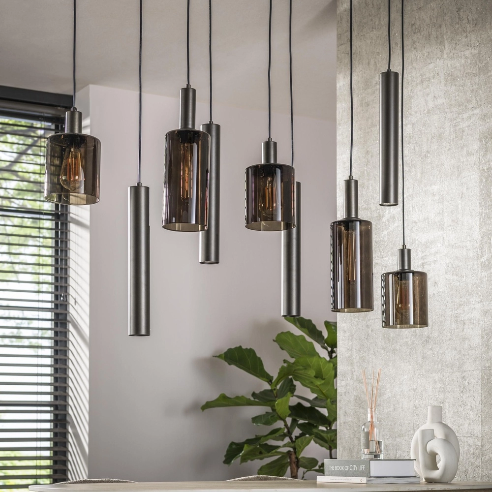 Dining table pendant lamp Sepiora Sienna brown - dark glass - with pendants Lyora 8716803513464