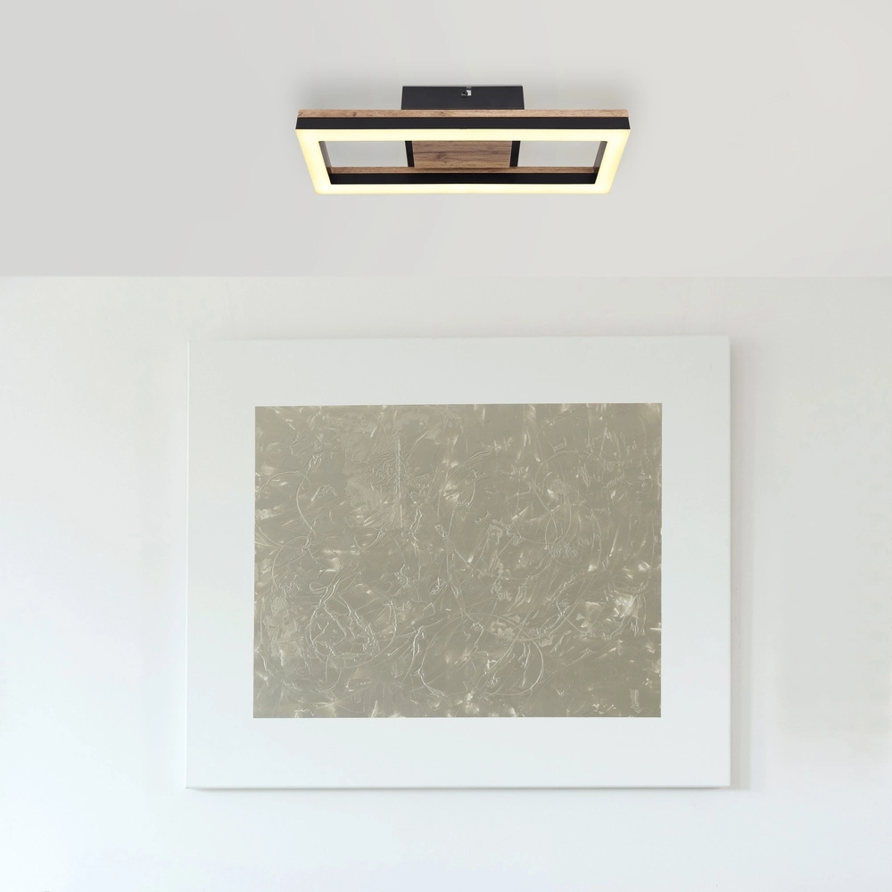Ceiling lamp Beatrix Rectangle black with wood Globo 9007371454402