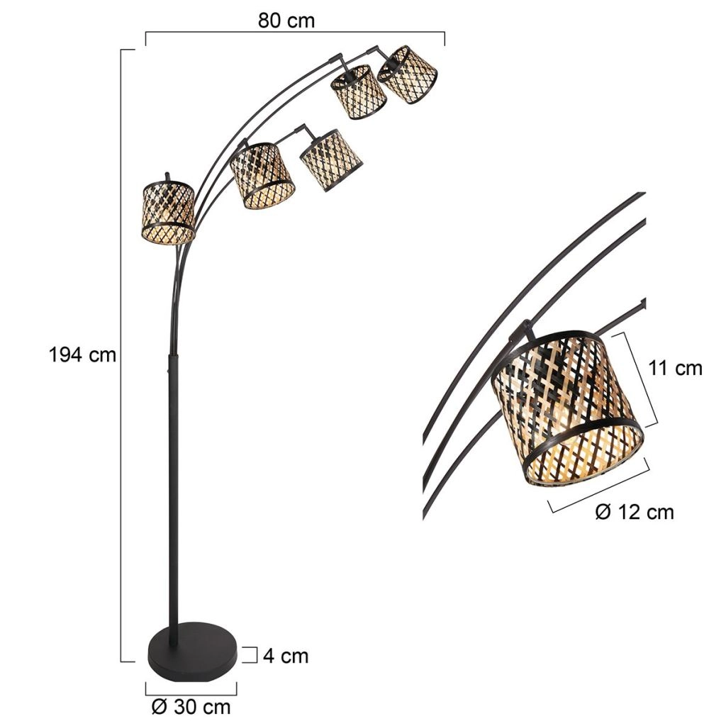 Floor lamp 5-lights Sumba with bamboo shades Ø12cm Steinhauer 8712746182873