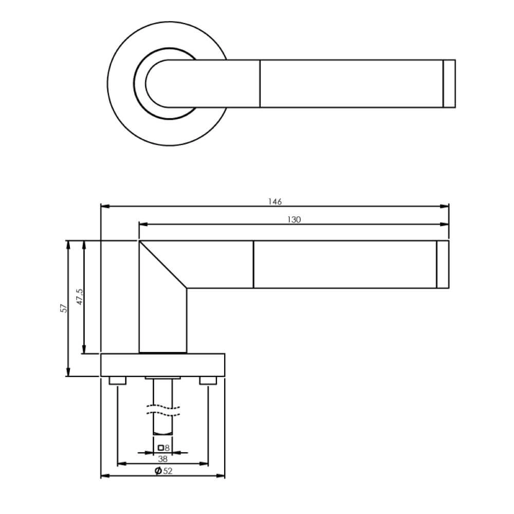Classic door handle Bastian chrome on rosette Intersteel 8714186212097