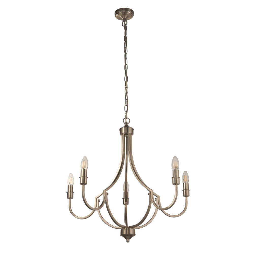 Classic pendant lamp Lodge 5-light silver