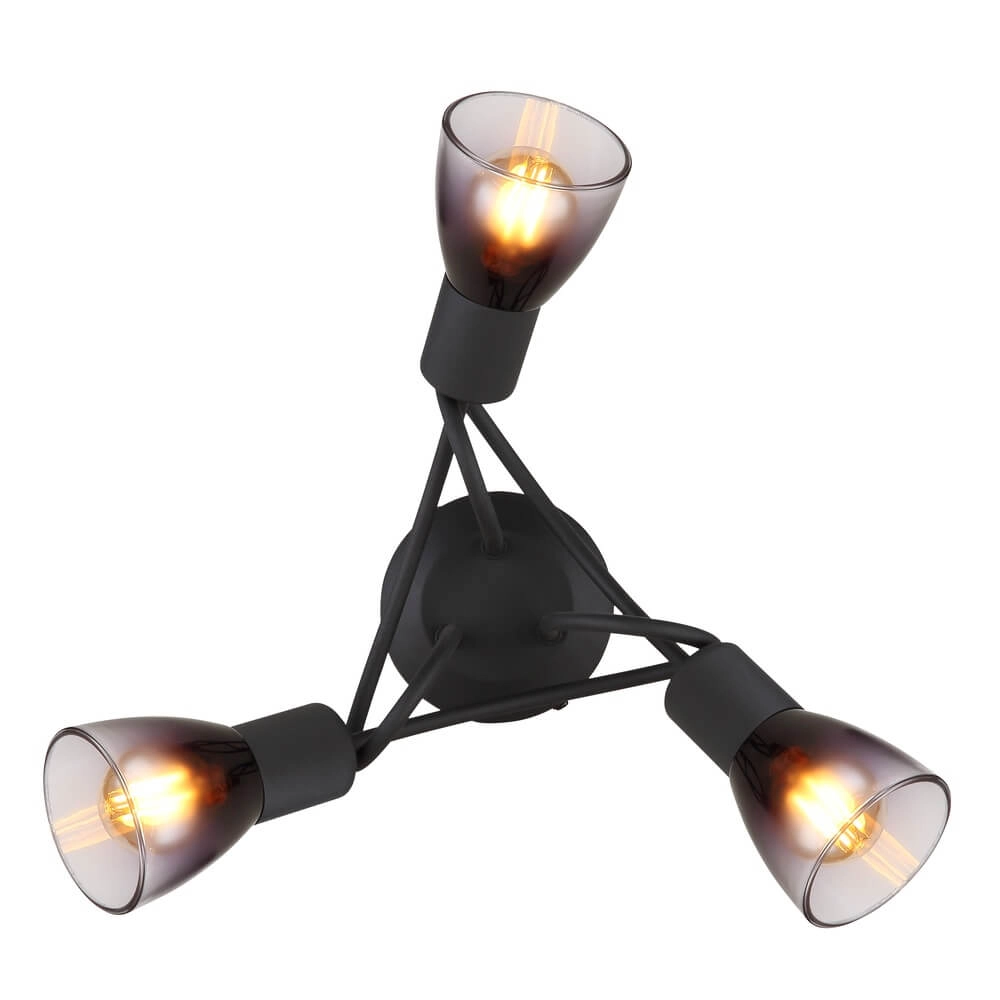 Black ceiling lamp Satella 3-light curl Globo 9007371455928