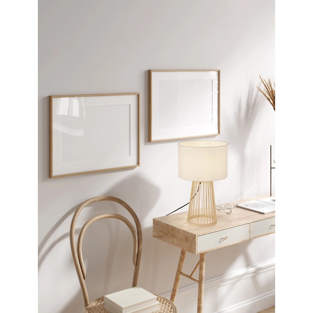 Table lamp Lois wood with white hood Lyora 5212017465573