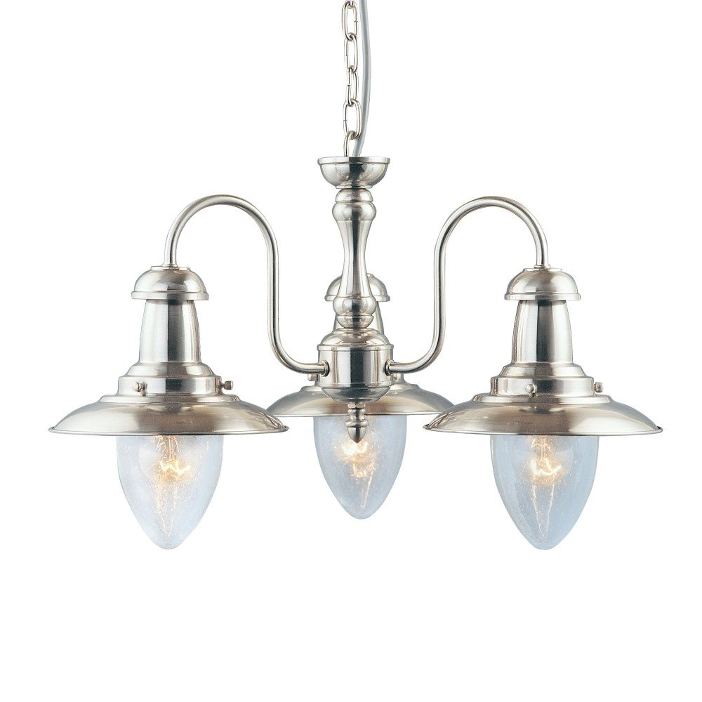 Silver pendant lamp Fisherman 3-light