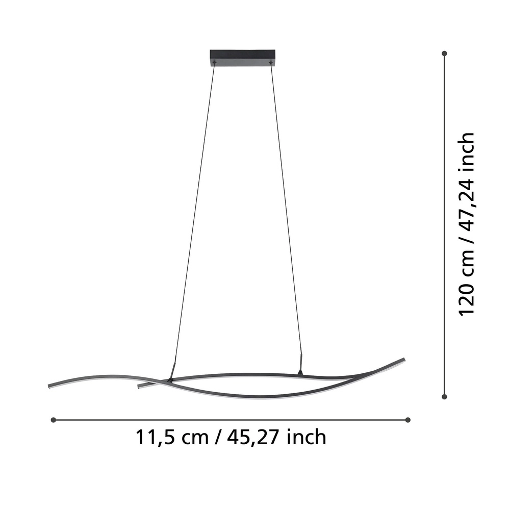 Chic LED pendant lamp Grisolia 115cm - black Eglo 9008606316175