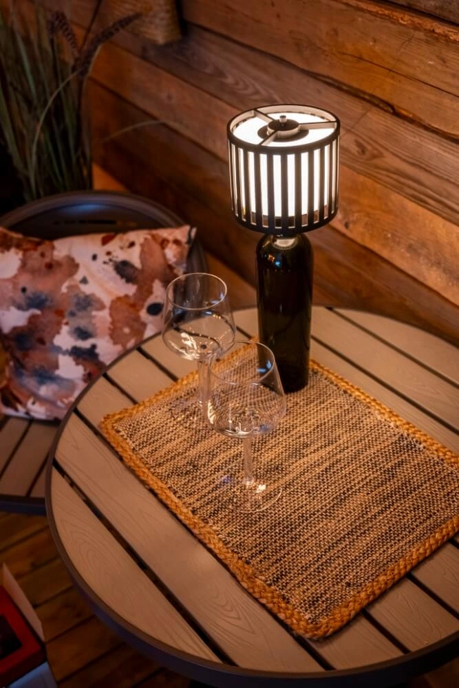 Unique table lamp Bottle Black rechargeable KonstSmide 7318308377520