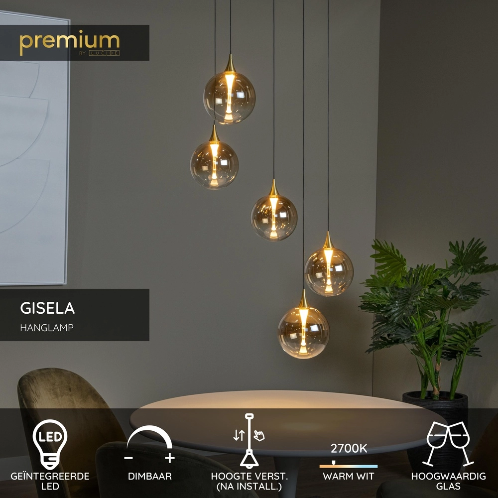 Design LED pendant light Gisela fading - 5x Ø 16cm Premium by Lucide 5411212134813