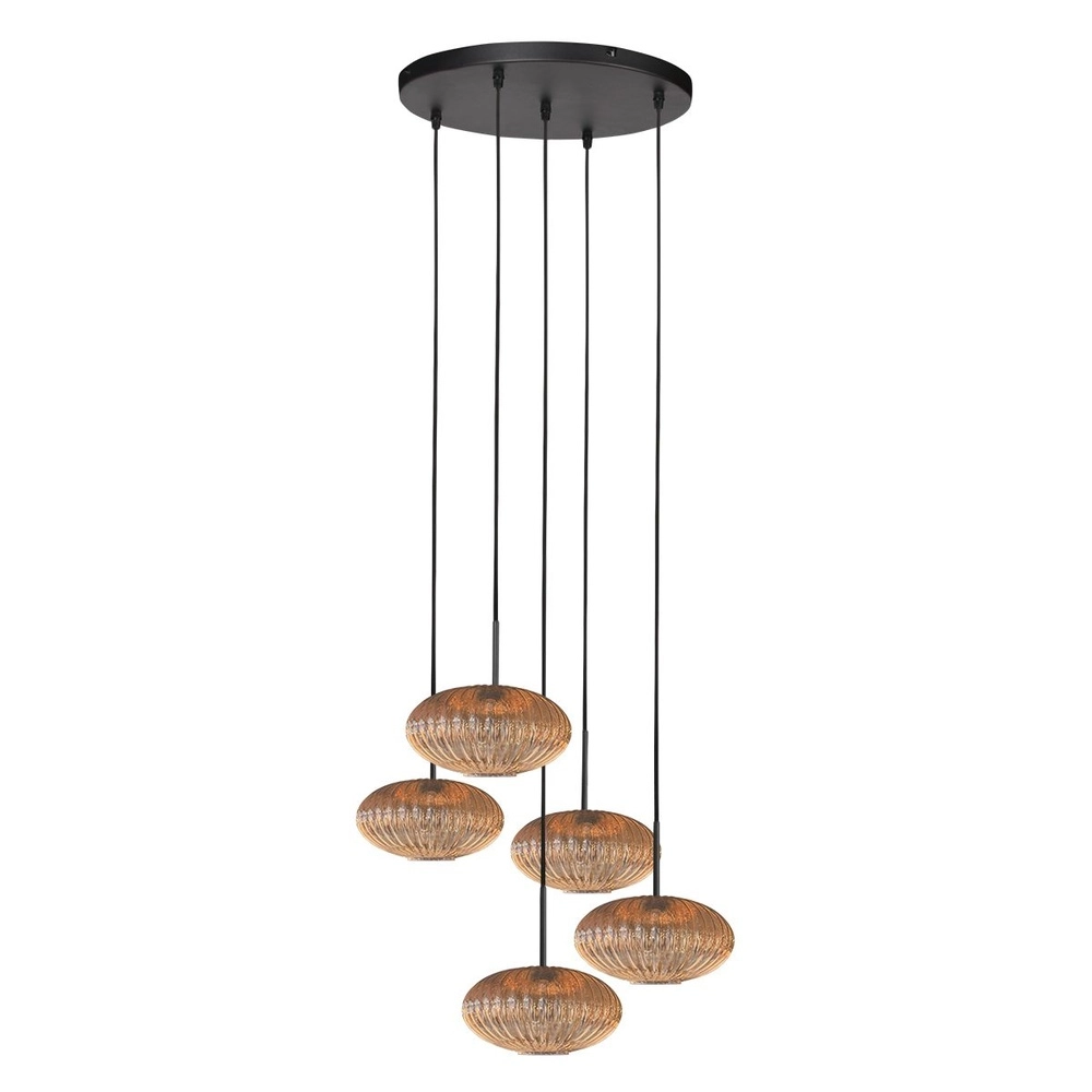 Pendant lamp HaloSwap 5-light amber glass
