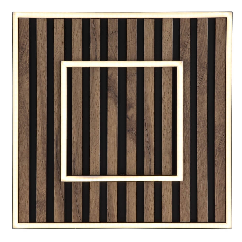 Ceiling lamp Woody black with wood square Globo 9007371510573