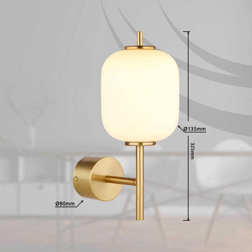 Gold wall lamp Ewald white glass Globo 9007371455584