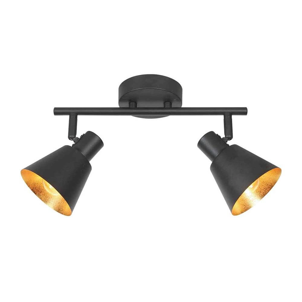 Ceiling lamp Oeroe black with gold 2-lights