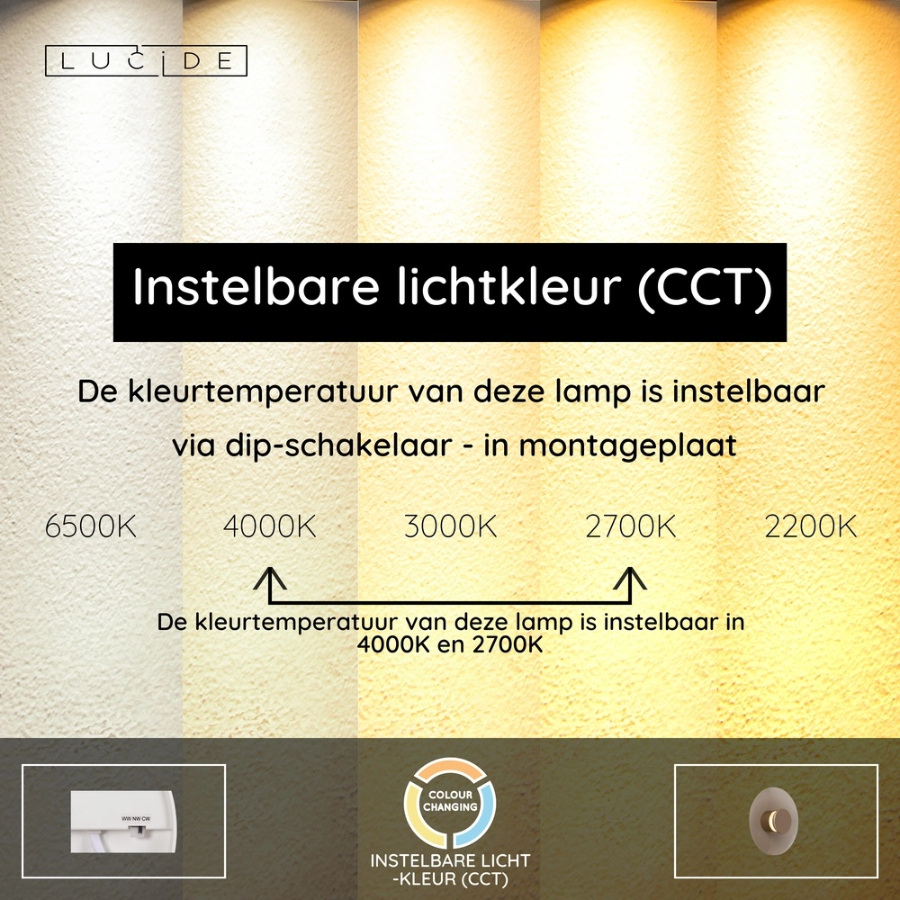 Led wall lamp Santiago Ø 23cm - champagne with amber glass Premium by Lucide 5411212221896