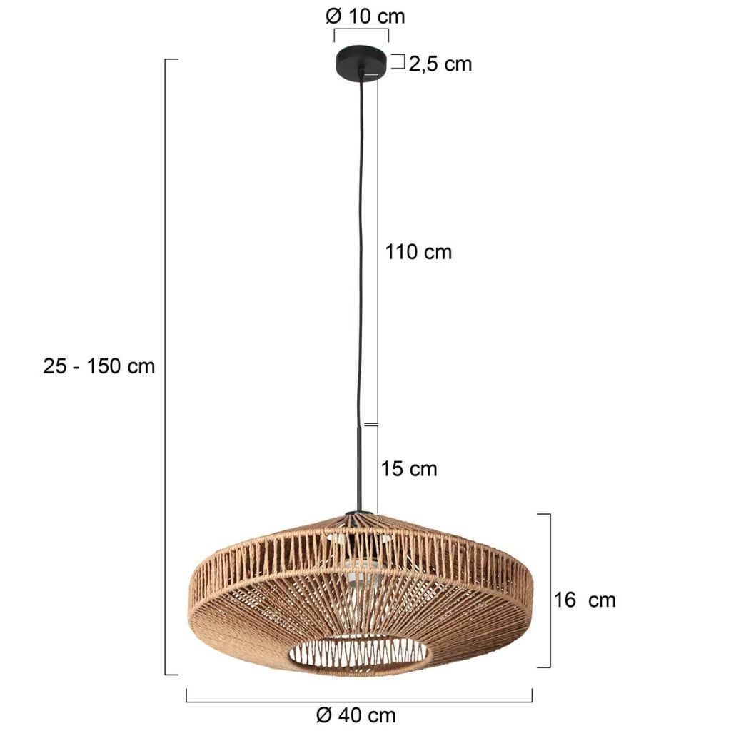 Pendant lamp Ropex with rattan shade Ø40cm Steinhauer 8712746182774
