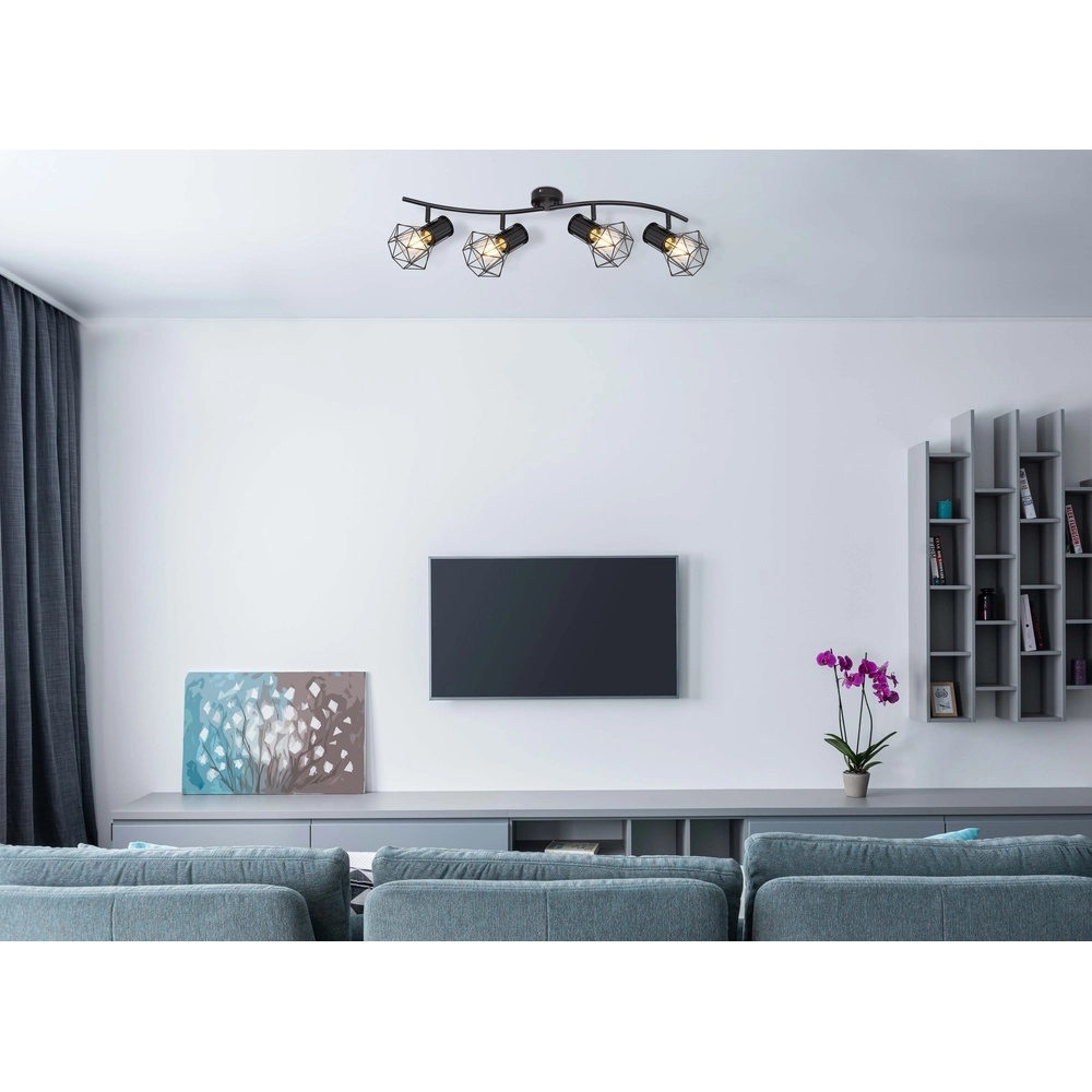 Ceiling lamp Priska 4-light black Globo 9007371406173