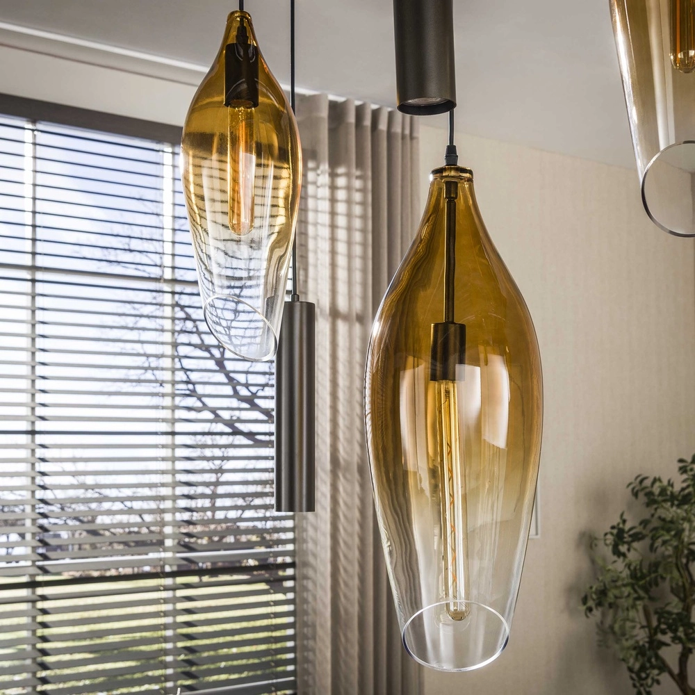 Stylish pendant lamp Cocoon with fading glass Lyora 8716803511941