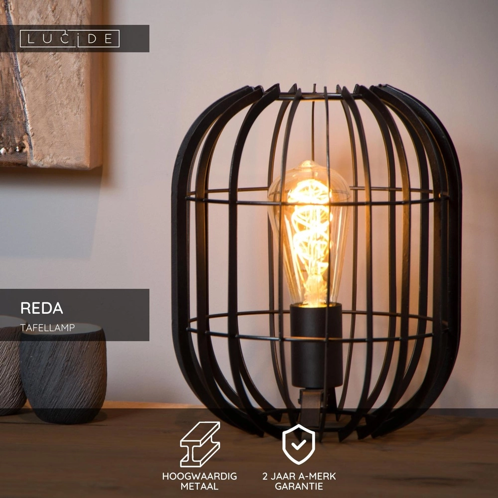 Table lamp Reda Ø 22cm black Lucide 5411212782502