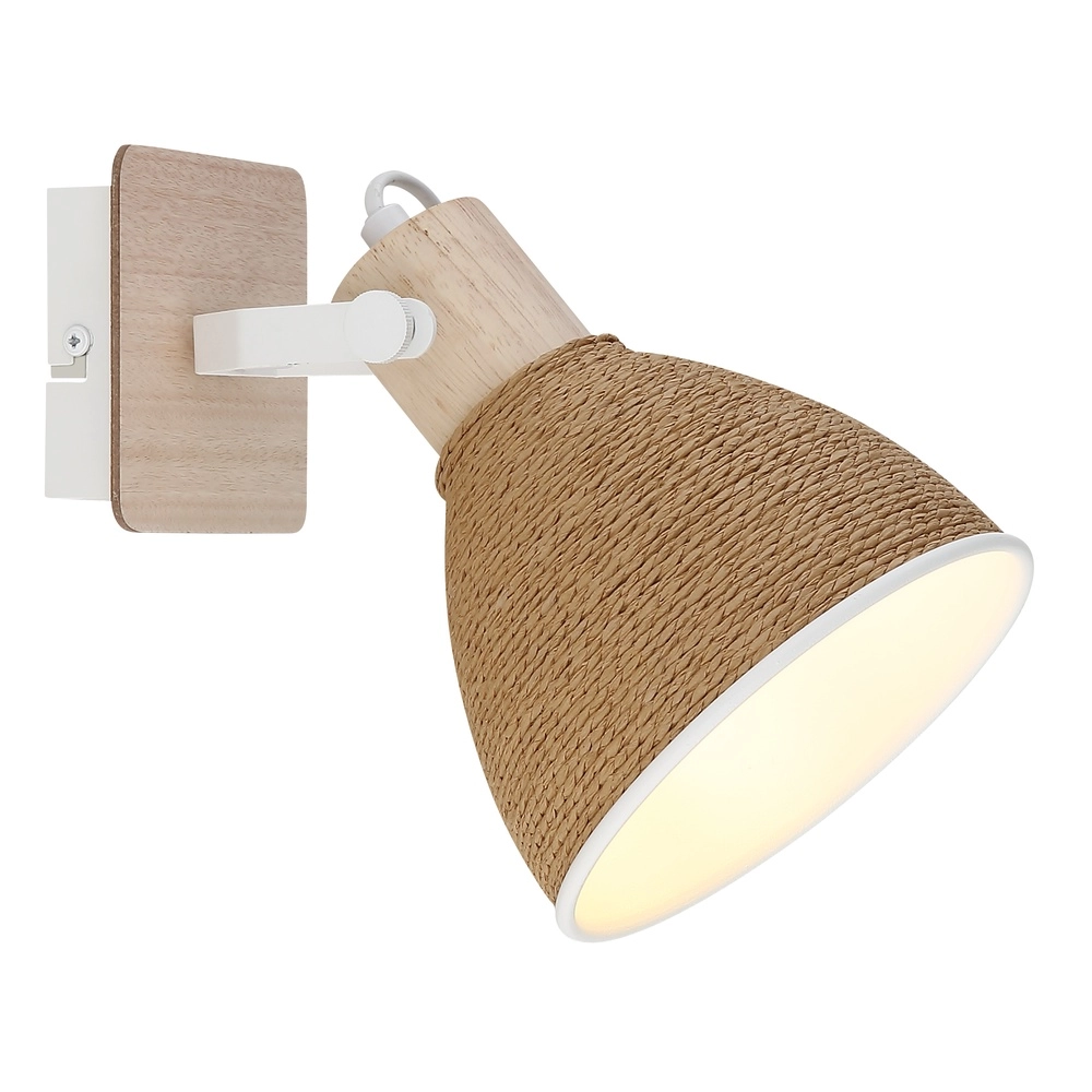 Wall light Lyndon White with rattan