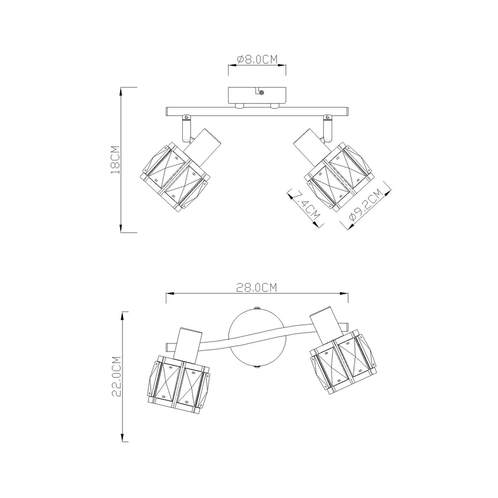 Ceiling lamp Kris 2-light nickel Globo 9007371360253