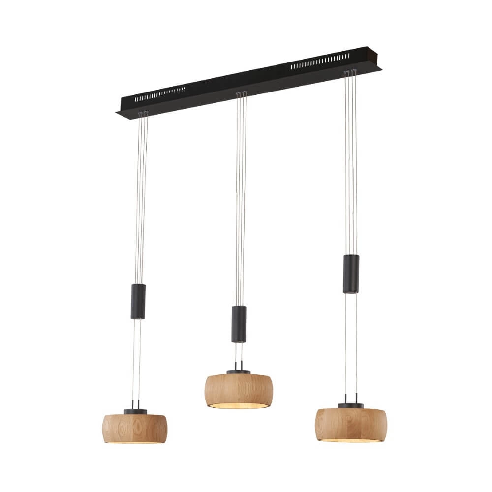 3-light pendant lamp Shine-Wood black