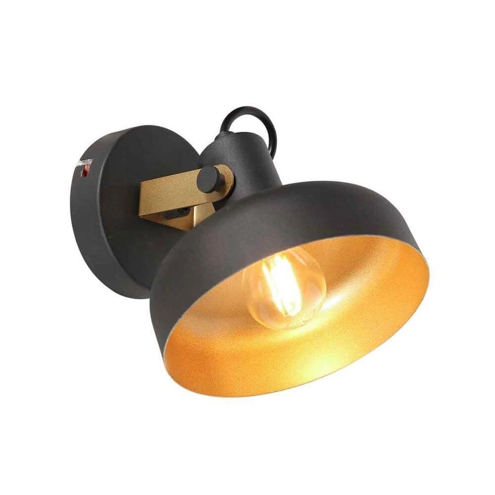 Wall lamp Prato black with gold Steinhauer 8712746176377
