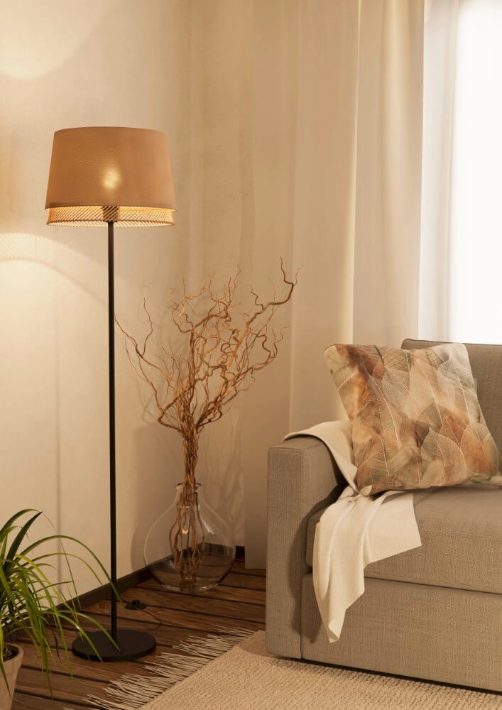 Floor lamp Tabley linen with rattan Eglo 9002759439781