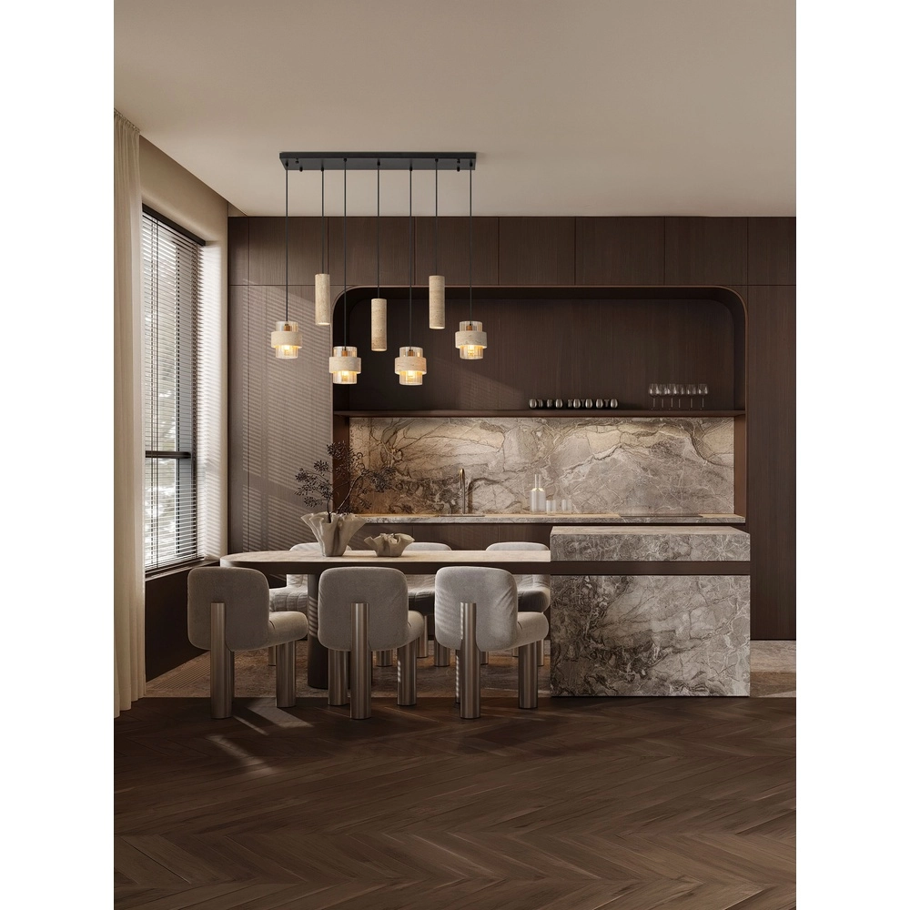 7-light pendant lamp Melony Modern sand brown