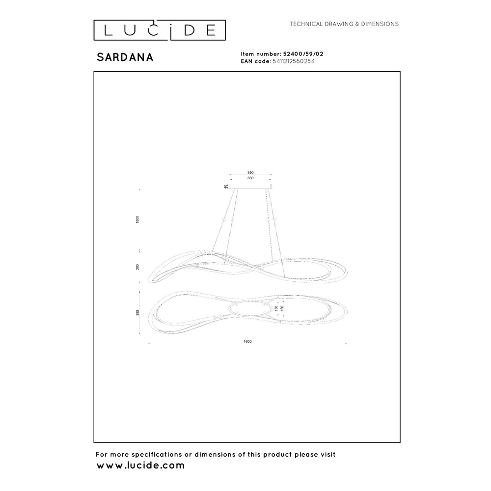 Design pendant lamp Sardana curl gold Premium by Lucide 5411212560254