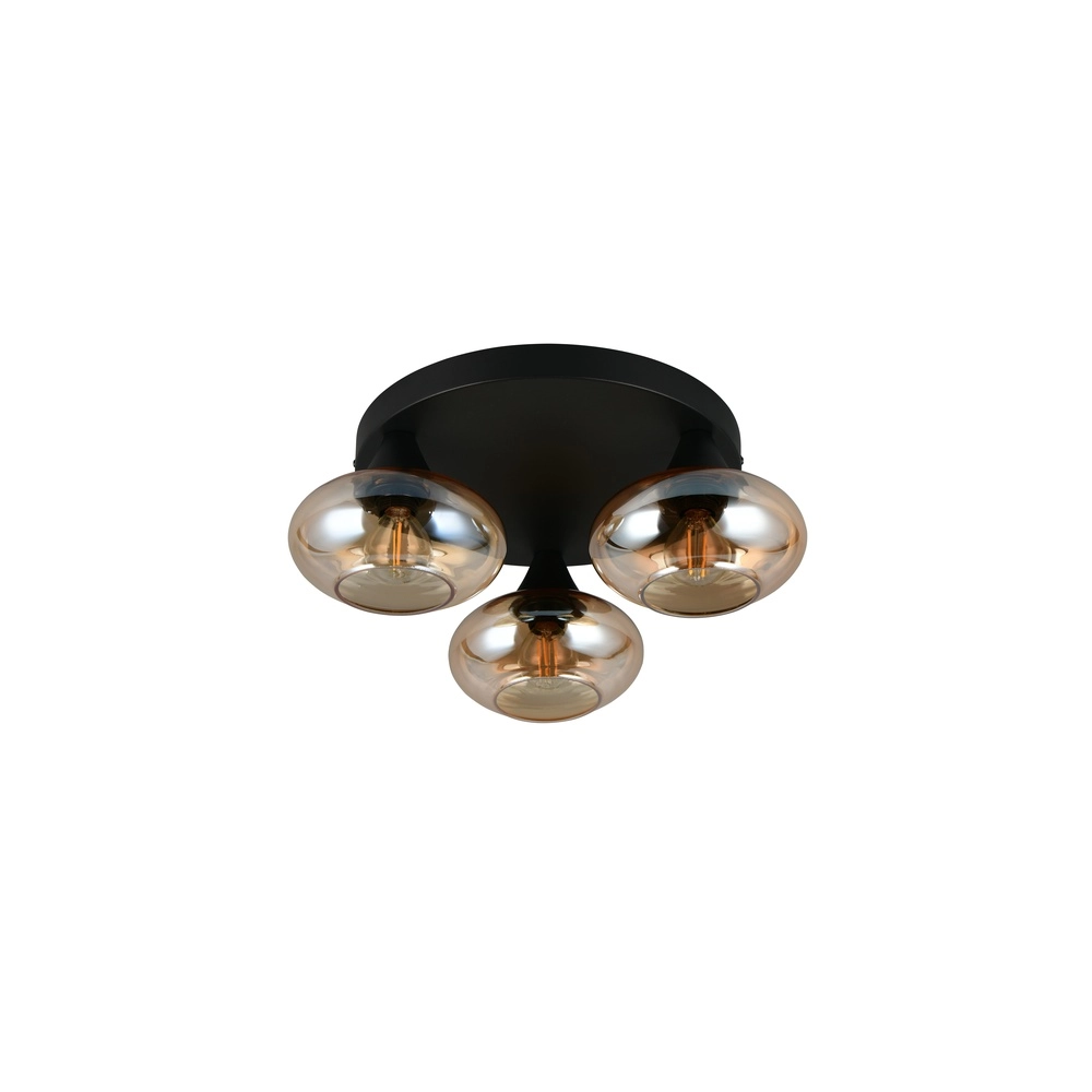 Ceiling lamp Divina black with amber glass Trio 4017807667363