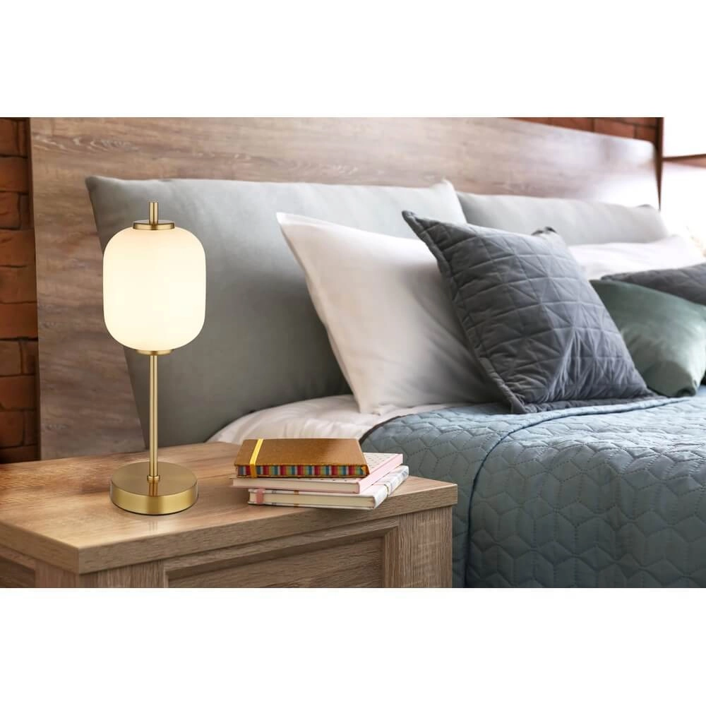 Golden table lamp Ewald white glass Ø 13.5cm Globo 9007371468539