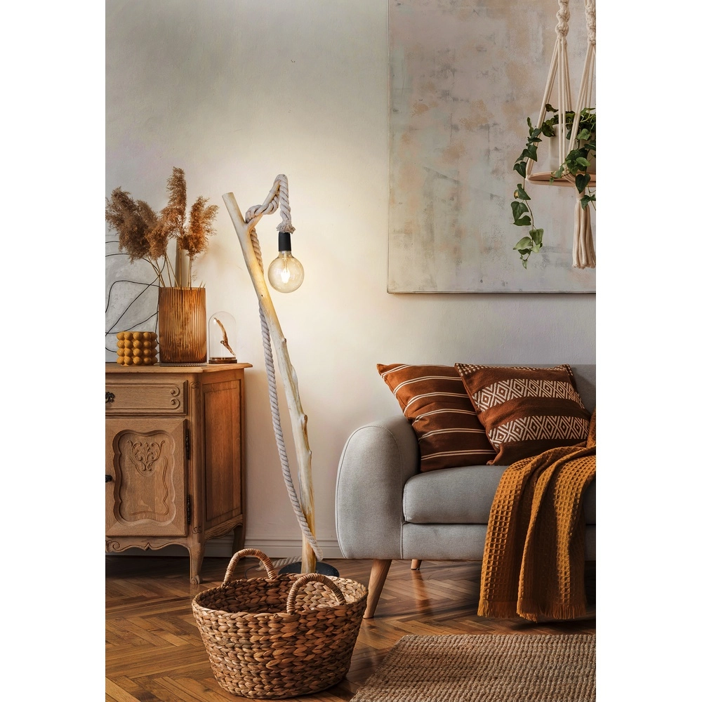 Country floor lamp Nerida wood Globo 9007371475568