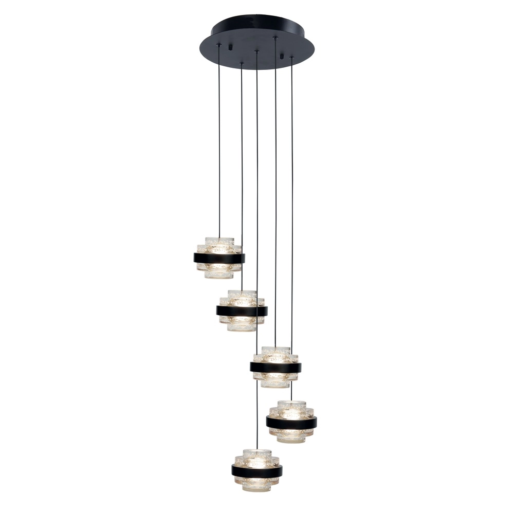 Pendant lamp Dynasty black 3-light clear glass