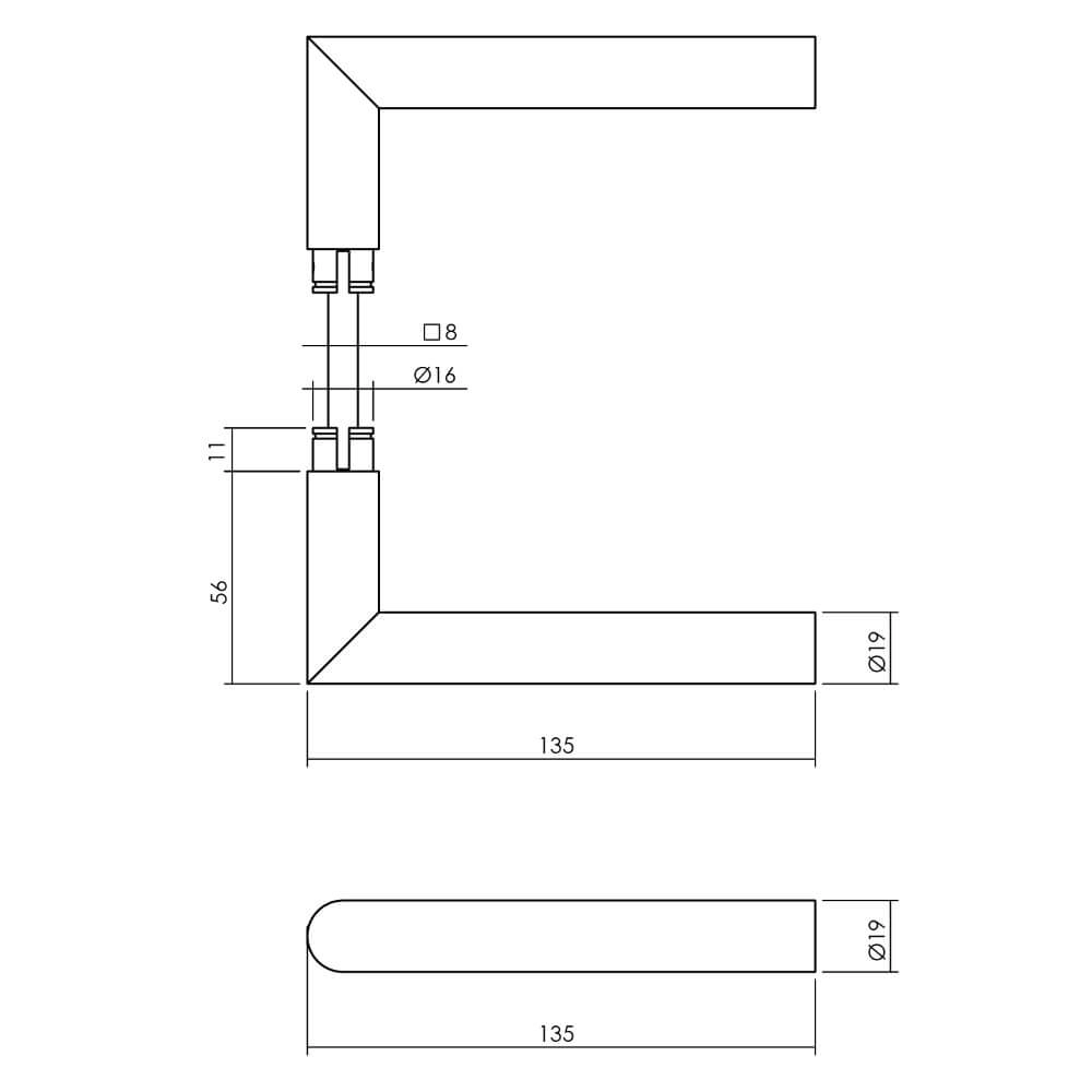 Rear door hardware set Jura square stainless steel Intersteel 8714186697122