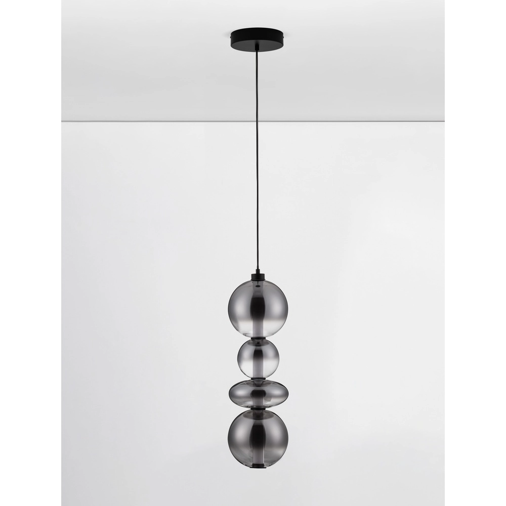 Pendant lamp Bally smoke glass 62cm Lyora 5212017449177