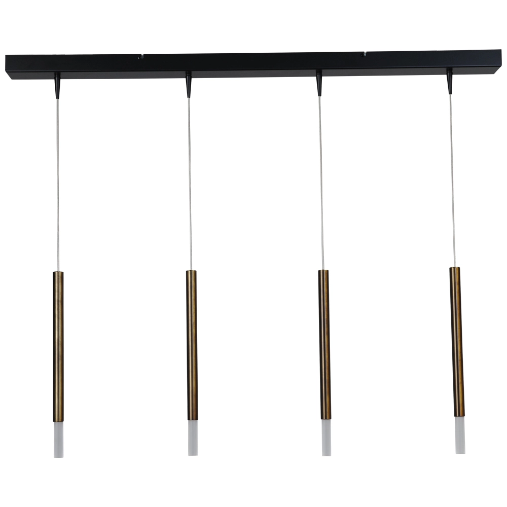Black dining table hanging lamp Flute 4-light gold cylinder