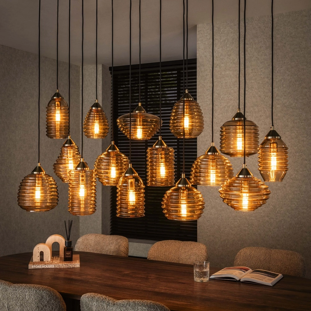 15-light pendant lamp Rib Ribbed glass Lyora 8716803511132